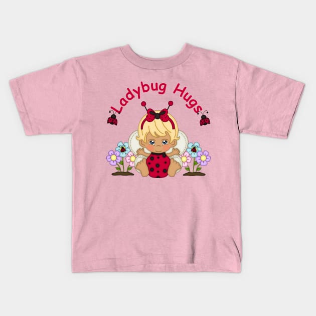 Lady Bug Hugs 1 Kids T-Shirt by angelwhispers